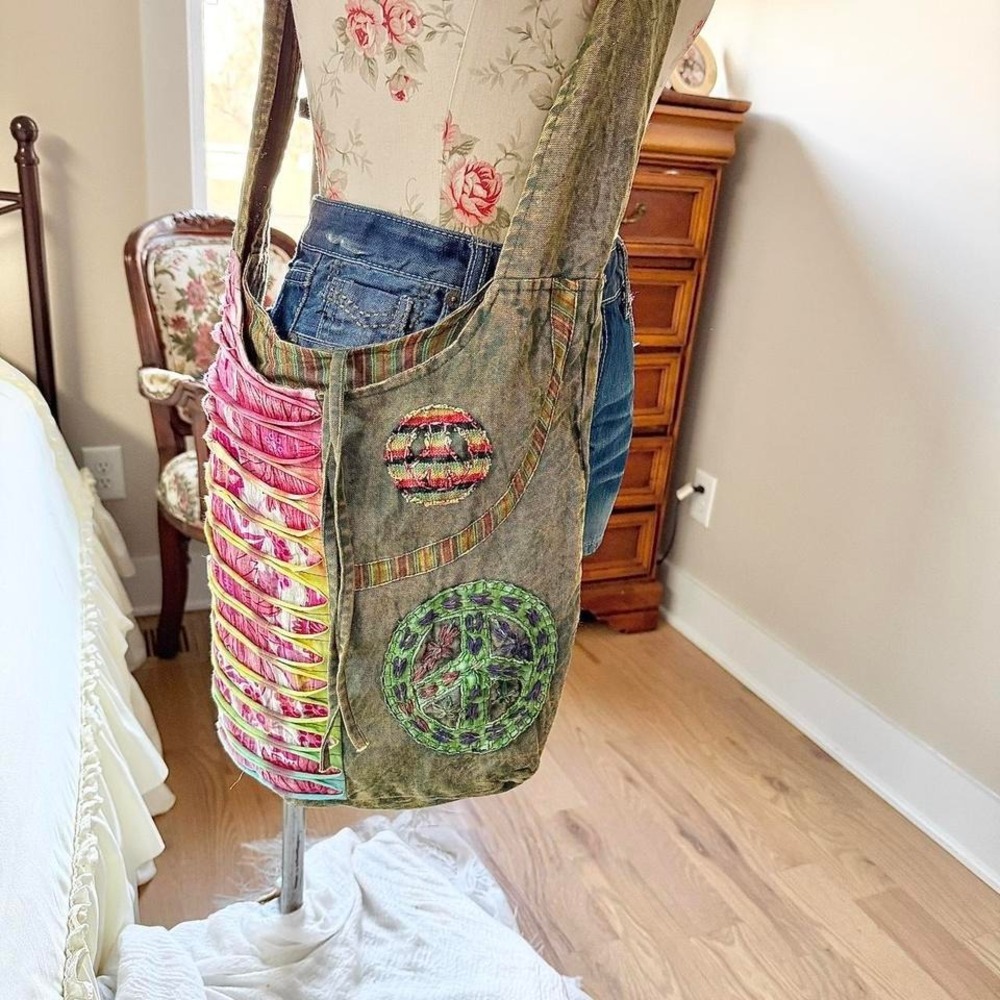 y2k patchwork crossbody bag y2k patchwork boho sl… - image 3